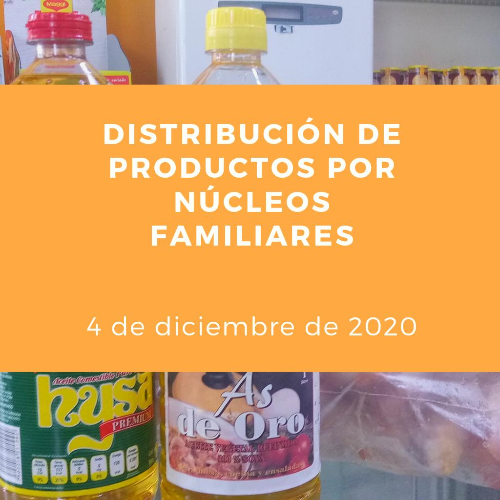 Distribución de productos por núcleos familiares para el 4 de diciembre 